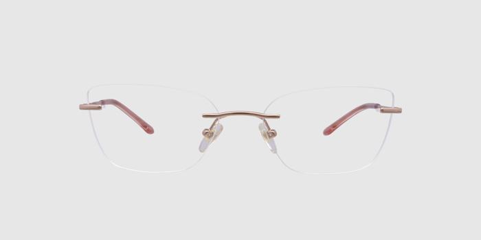 E23B1014202 Pink Rimless Butterfly Eyeglasses for Women
