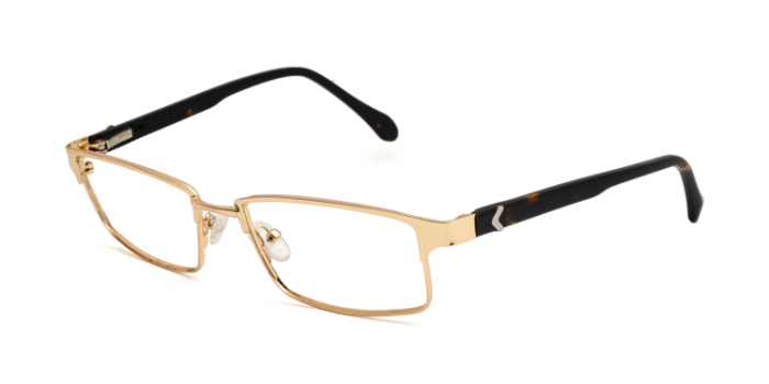  Gold Full Frame Rectangle Eyeglasses for Men and Women