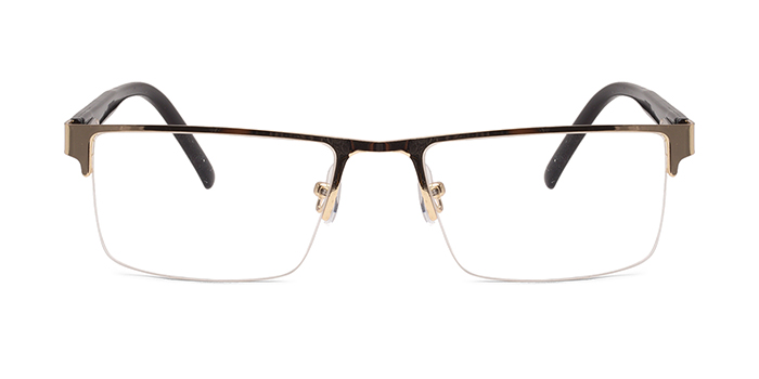  Gold Half Frame Rectangle Eyeglasses for Men and Women
