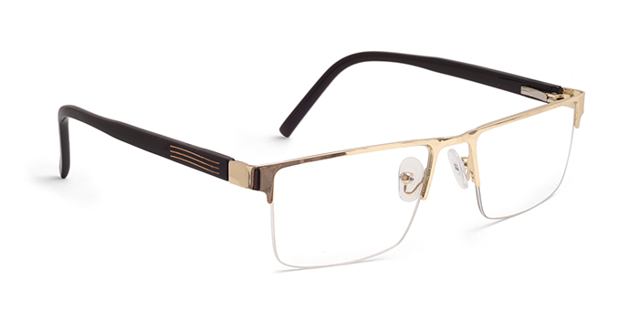  Gold Half Frame Rectangle Eyeglasses for Men and Women