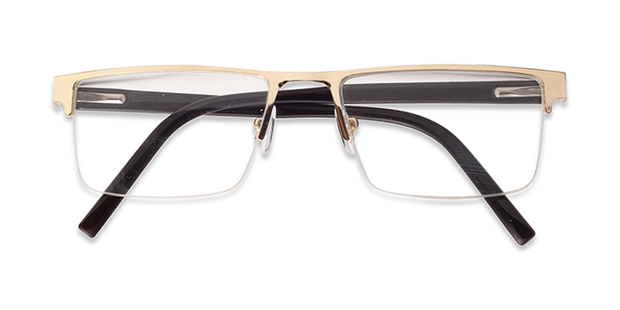  Gold Half Frame Rectangle Eyeglasses for Men and Women