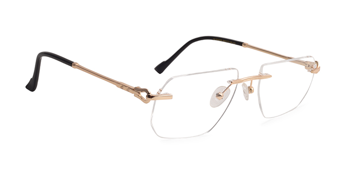  Gold Rimless Rectangle Eyeglasses for Men and Women