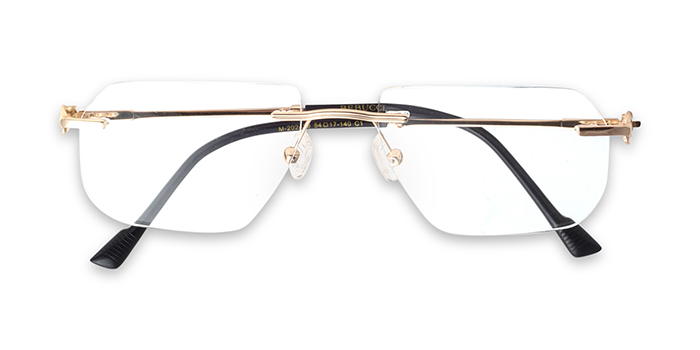  Gold Rimless Rectangle Eyeglasses for Men and Women