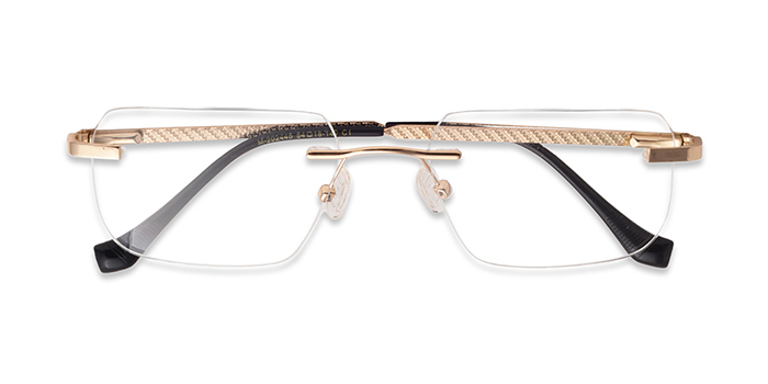  Gold Rimless Rectangle Eyeglasses for Men and Women