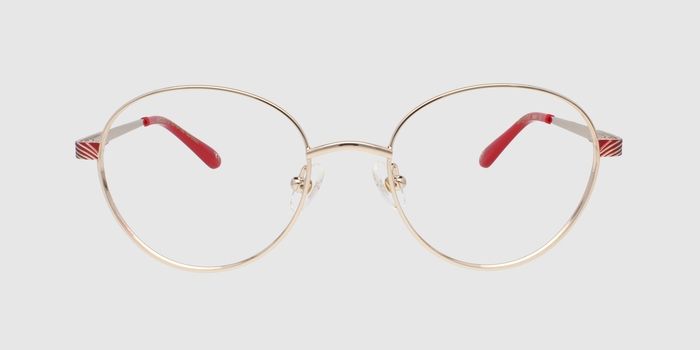  Gold Full rim Round Eyeglasses for Women