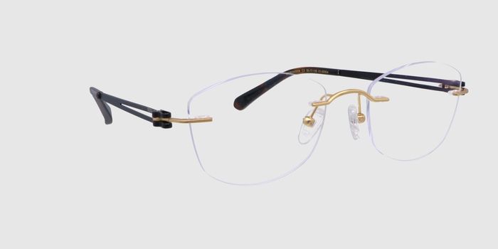  Gold Rimless Oval Eyeglasses for Men and Women
