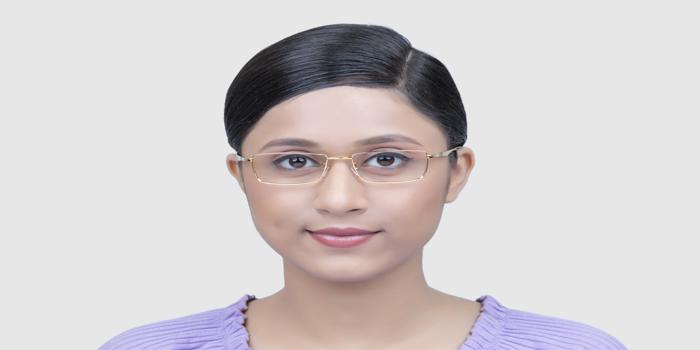 Gold Full frame Rectangle Eyeglasses for Women