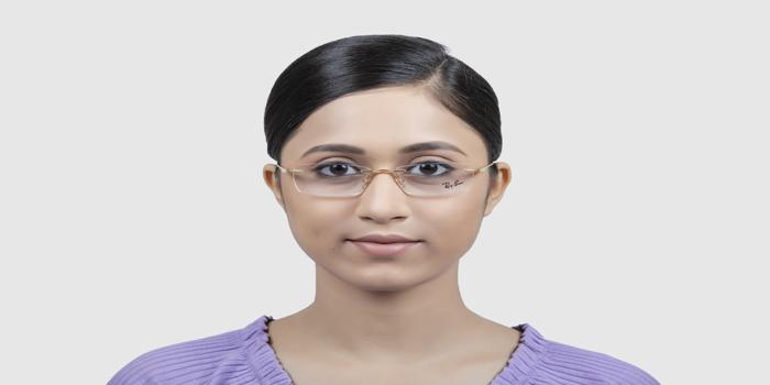  Gold Rimless Rectangle Eyeglasses for Men and Women