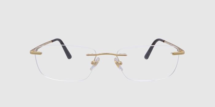  Gold Rimless Rectangle Eyeglasses for Men