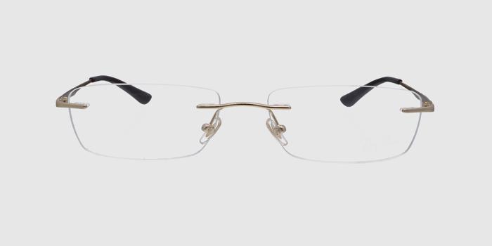 E25B1006451 Gold Rimless Rectangle Eyeglasses for Men and Women
