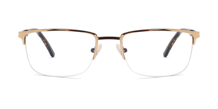 INTEGRITI Gold Half Frame Rectangle Eyeglasses for Men and Women