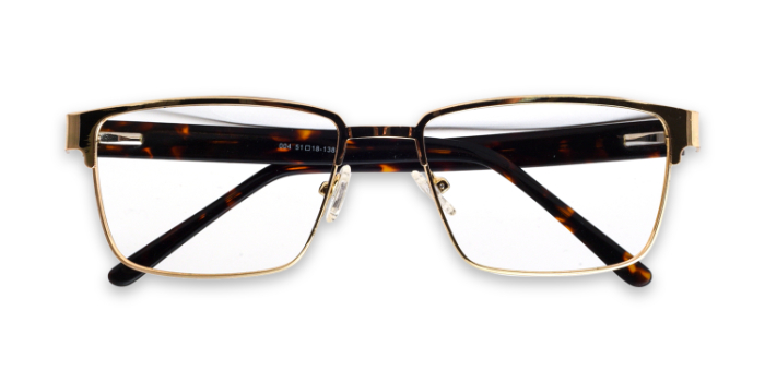  Gold Full Frame Rectangle Eyeglasses for Men and Women