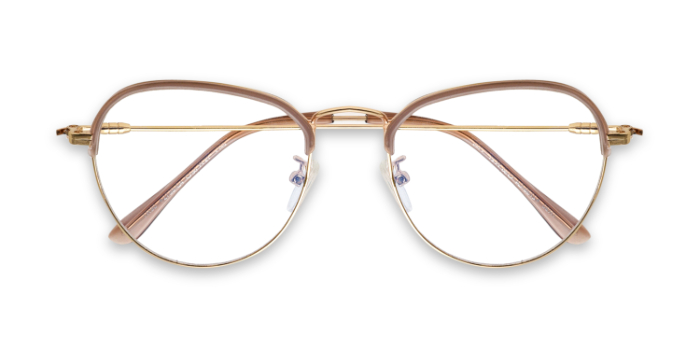  Gold Full Frame Round Eyeglasses for Men and Women