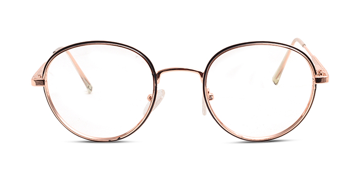  Gold Full Frame Round Eyeglasses for Men and Women