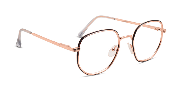  Gold Full Frame Hexagon Eyeglasses for Men and Women