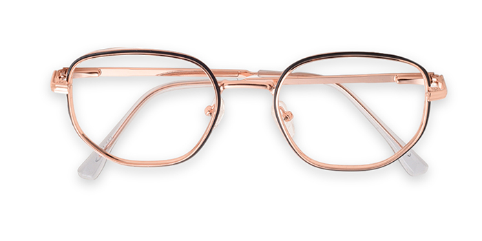  Gold Full Frame Hexagon Eyeglasses for Men and Women