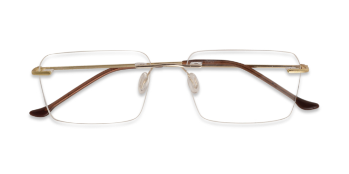  Gold Rimless Rectangle Eyeglasses for Men and Women