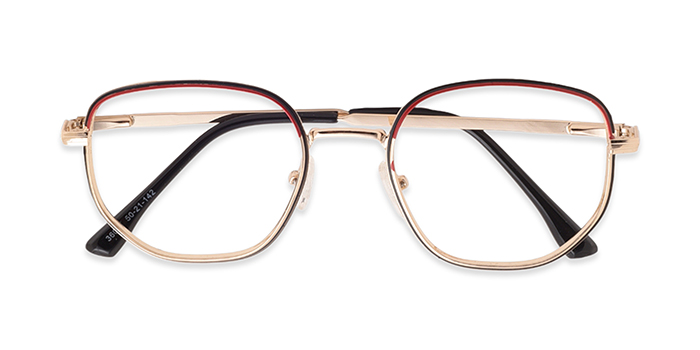  Gold Full Frame Hexagon Eyeglasses for Men and Women
