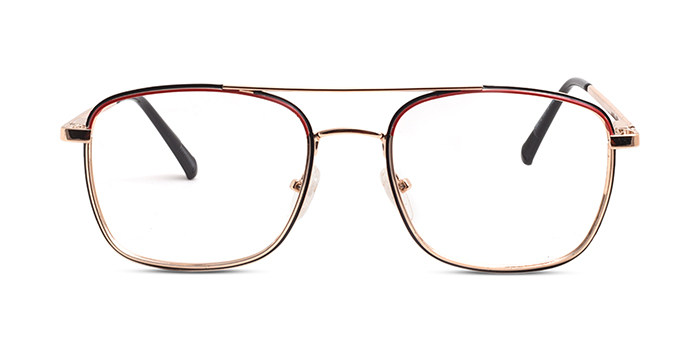  Gold Full Frame Square Eyeglasses for Men and Women