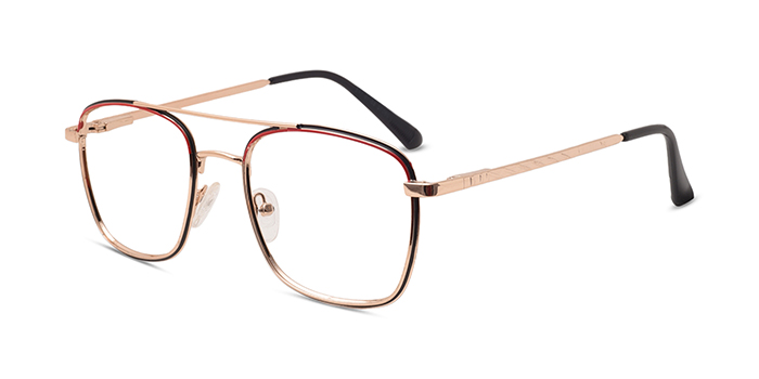  Gold Full Frame Square Eyeglasses for Men and Women
