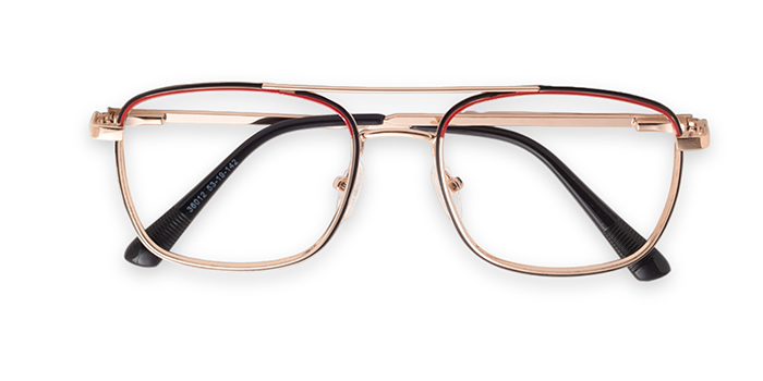  Gold Full Frame Square Eyeglasses for Men and Women