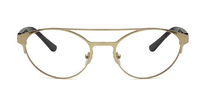  Gold Full Frame Oval Eyeglasses for Women