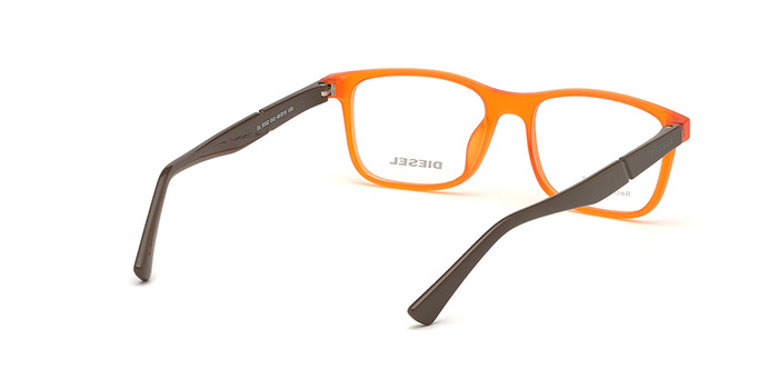 Diesel Orange Full Frame Rectangle Eyeglasses for Men and Women