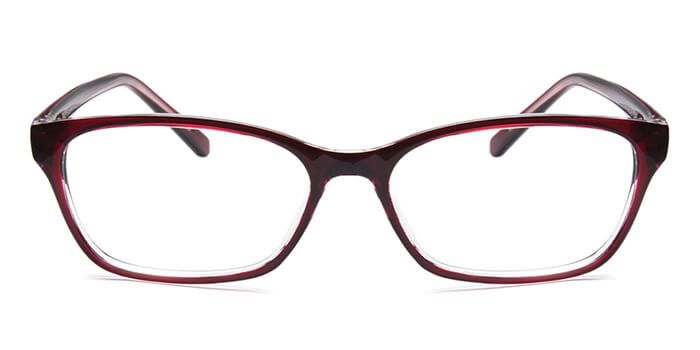  Glossy Wine Full Frame Rectangle Eyeglasses for Men and Women