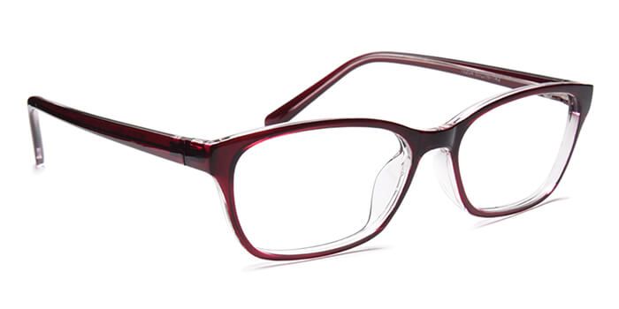  Glossy Wine Full Frame Rectangle Eyeglasses for Men and Women