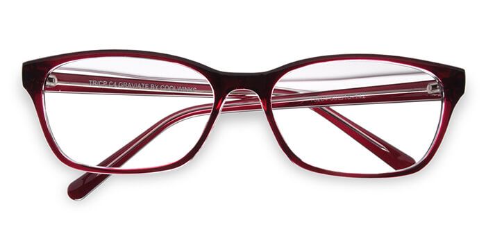  Glossy Wine Full Frame Rectangle Eyeglasses for Men and Women