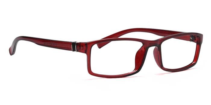  Glossy Wine Full Frame Rectangle Eyeglasses for Men and Women