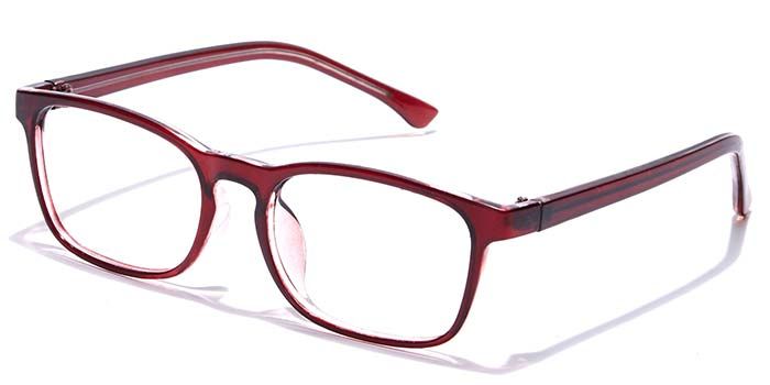  Glossy Wine Full Frame Rectangle Eyeglasses for Men and Women