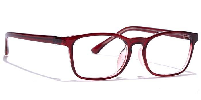  Glossy Wine Full Frame Rectangle Eyeglasses for Men and Women