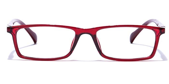  Glossy Wine Full Frame Rectangle Eyeglasses for Men and Women