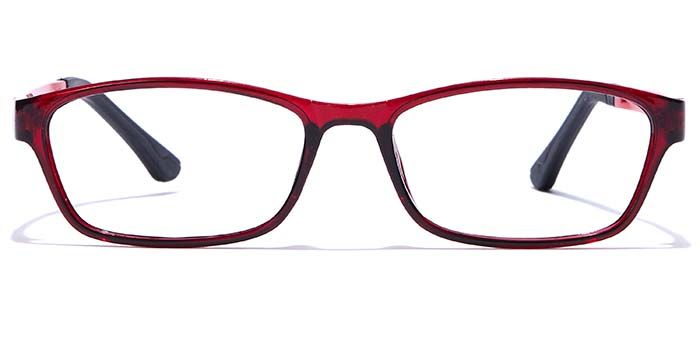  Glossy Wine Full Frame Rectangle Eyeglasses for Men and Women