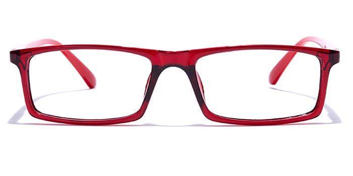  Glossy Wine Full Frame Rectangle Eyeglasses for Men and Women