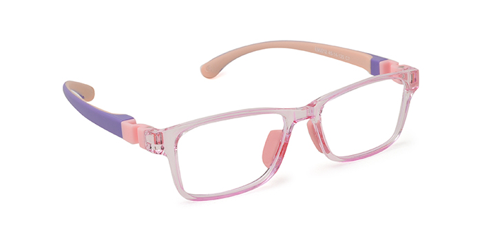  Peach Full Frame Rectangle Eyeglasses for Kids