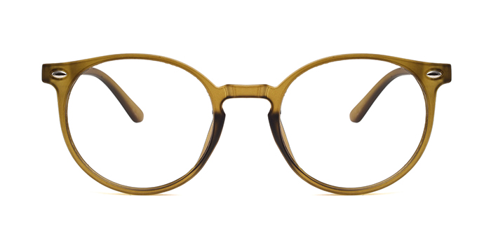  Mustard Full Frame Round Eyeglasses for Men and Women