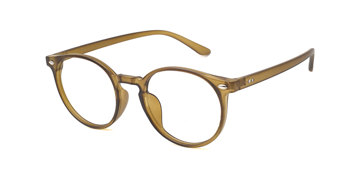  Mustard Full Frame Round Eyeglasses for Men and Women