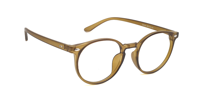 Mustard Full Frame Round Eyeglasses for Men and Women