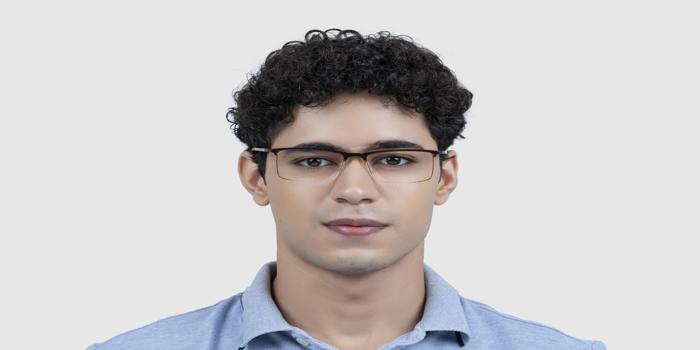  Dark brown Full frame Rectangle Eyeglasses for Men