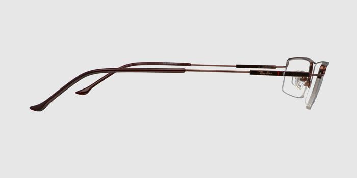  Reddish brown Half rim Rectangle Eyeglasses for Men