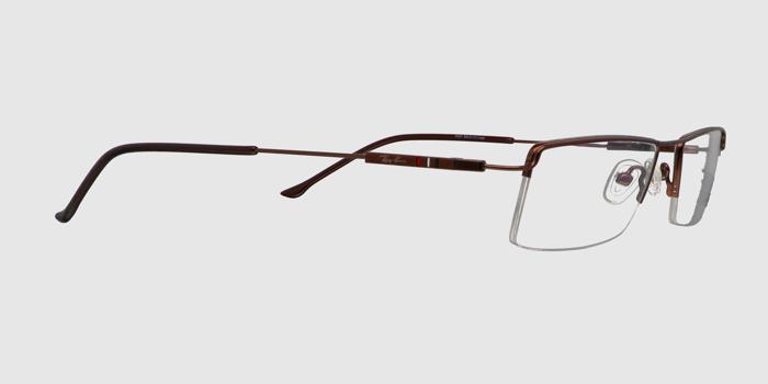  Reddish brown Half rim Rectangle Eyeglasses for Men
