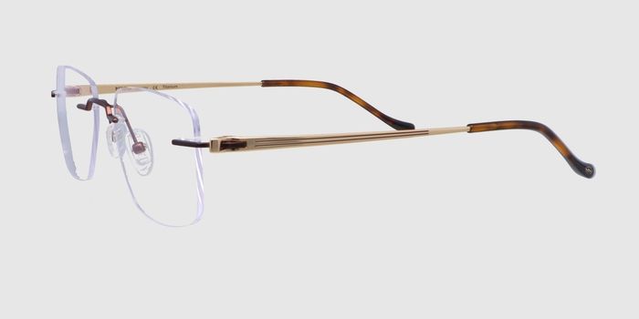  Dark brown Rimless Rectangle Eyeglasses for Men and Women