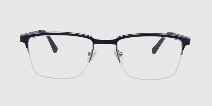  Navy blue Half rim Rectangle Eyeglasses for Men