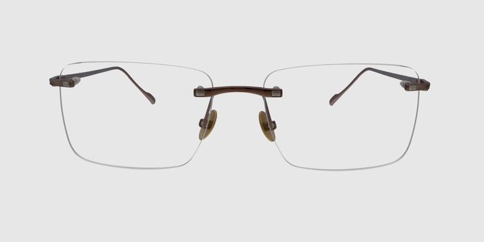 E89C1099182 Copper Rimless Rectangle Eyeglasses for Men and Women