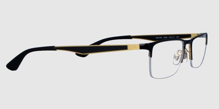  Black and gold Half rim Rectangle Eyeglasses for Men