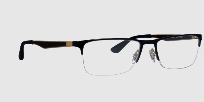 Black and gold Half rim Rectangle Eyeglasses for Men