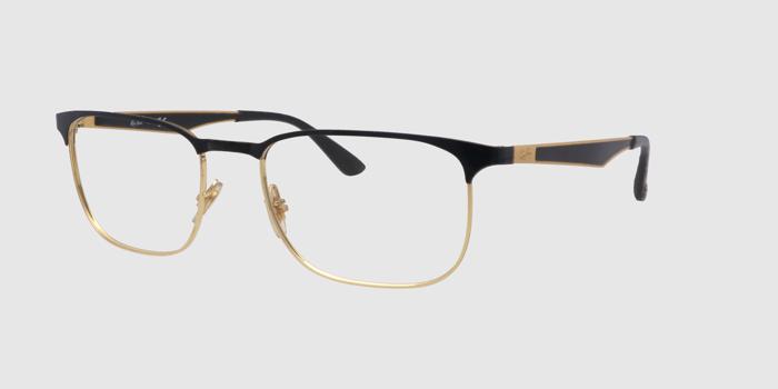  Black and gold Full frame Rectangle Eyeglasses for Men and Women