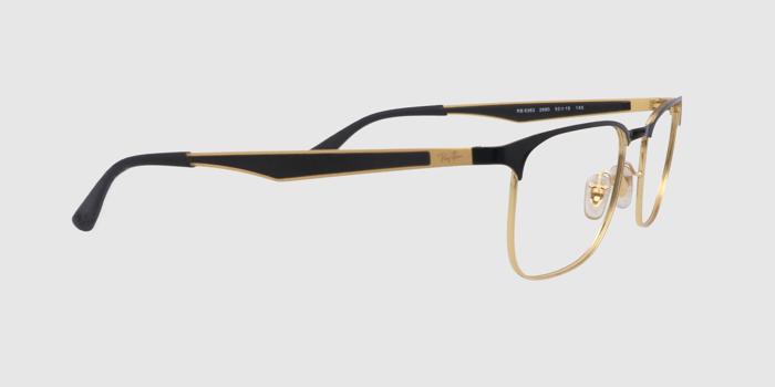  Black and gold Full frame Rectangle Eyeglasses for Men and Women